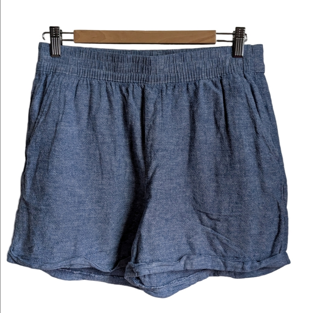 FRANK & OAK Chambray Blue Lightweight Summer Shorts Size Small